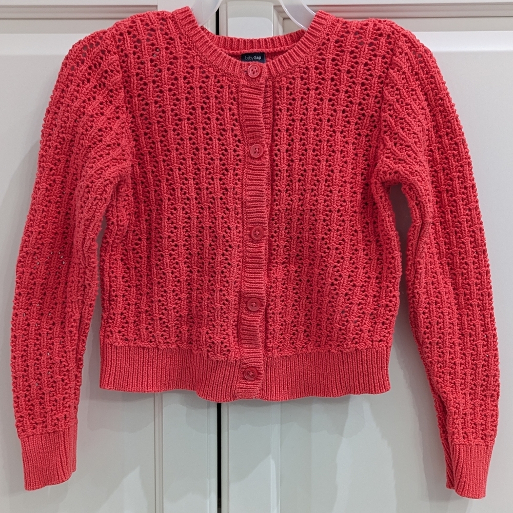 5/$35 babyGap Red Knit Cardigan 5Y Cotton Button Sweater Layering Piece